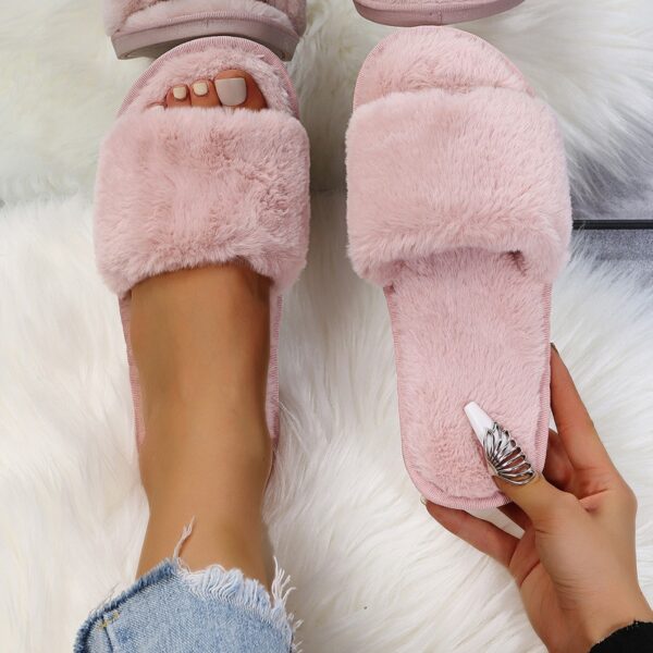 Pantoufles pour femme en peluche pour pour intérieur – Image 3