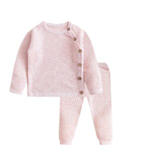 Ensemble de vêtements pour bébé garçon et fille, printemps, automne, solide, nouveau-né, vêtements pour bébé fille, hauts à manches longues + pantalon