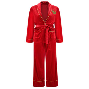 Ensemble pyjamas coréen en velours avec poches dorées, chemisier, pantalon, pyjama pour femme.