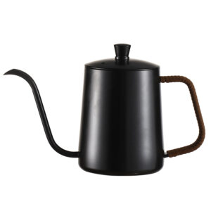 Cafetière en acier inoxydable 600ML grande capacité, Pot à bouche mince Pot à tasse à café