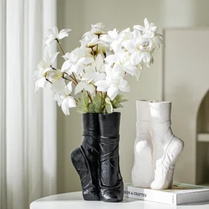 Vase chaussures de ballet  en céramique, danseur réaliste Portrait Sculpture fleur Vase arrangement de fleurs artisanat décoration de la maison.