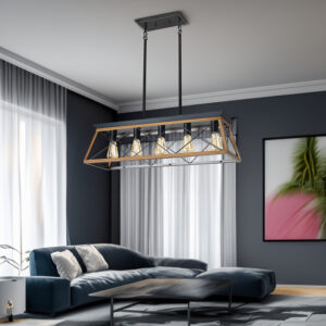 Lustre de plafond Design avec ses finitions travaillées et son design intemporel, le lustre vintage en bois apportera une touche d'élégance à votre décoration.