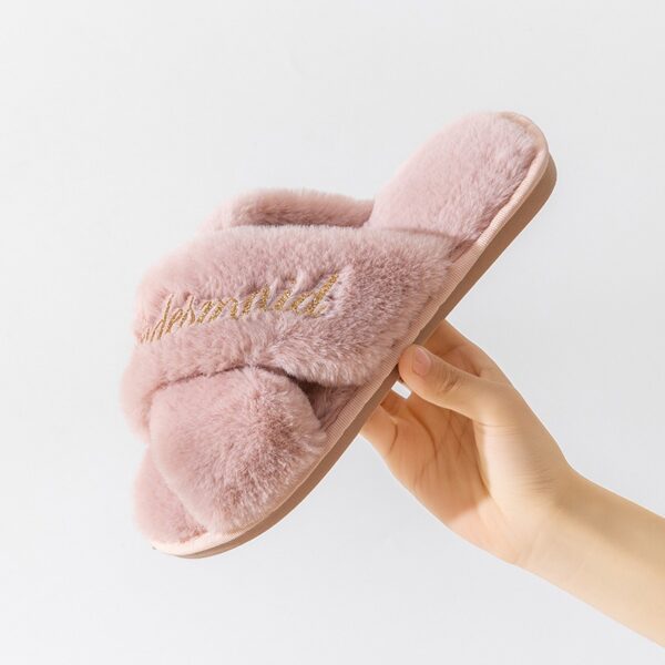 Chaussons croisés, chaussons peluche, pantoufle Bride – Image 7