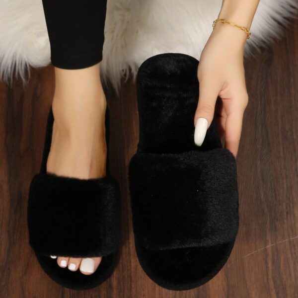 Pantoufles pour femme en peluche pour pour intérieur – Image 7