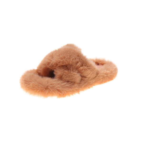 Pantoufles à cheveux croisés en peluche, chaussures pour intérieur. – Image 3
