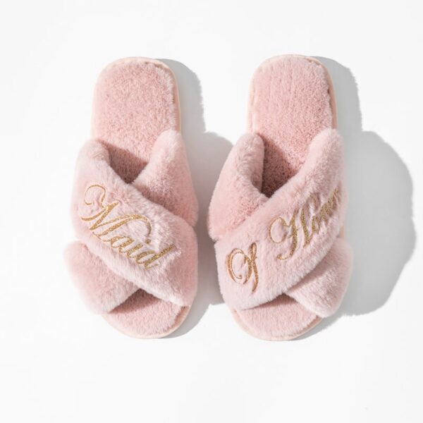 Chaussons croisés, chaussons peluche, pantoufle Bride – Image 11