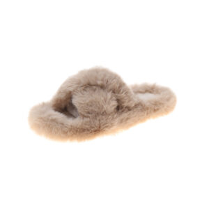 Pantoufles à cheveux croisés en peluche, chaussures pour intérieur.
