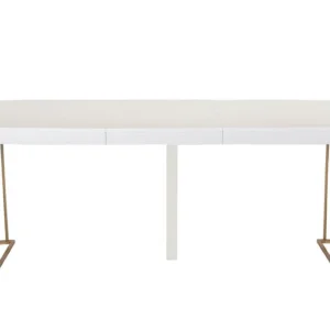 Table à manger extensible blanc avec pieds doré