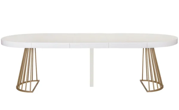 Table à manger extensible blanc avec pieds doré