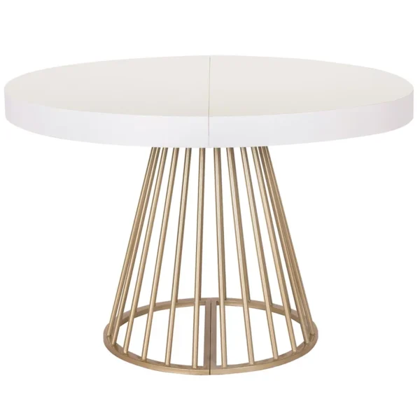 Table à manger extensible blanc avec pieds doré – Image 2
