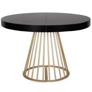 Table à manger extensible Noir avec pieds doré