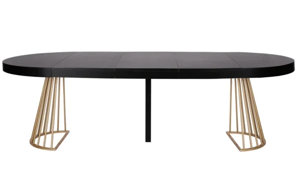 Table à manger extensible Noir avec pieds doré – Image 2