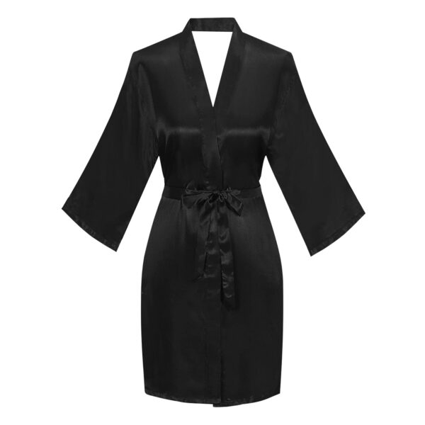 Peignoir noir satiné personnalisé