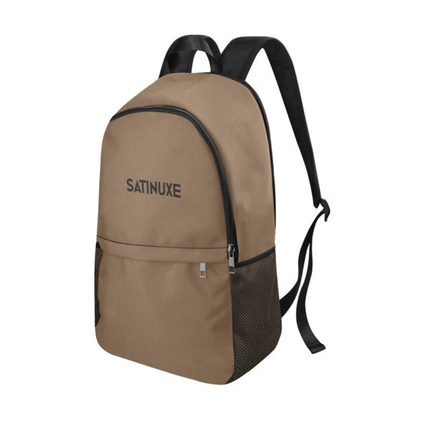 Sac à dos en tissu Marron SATINUXE avec poches latérales en filet – Image 3